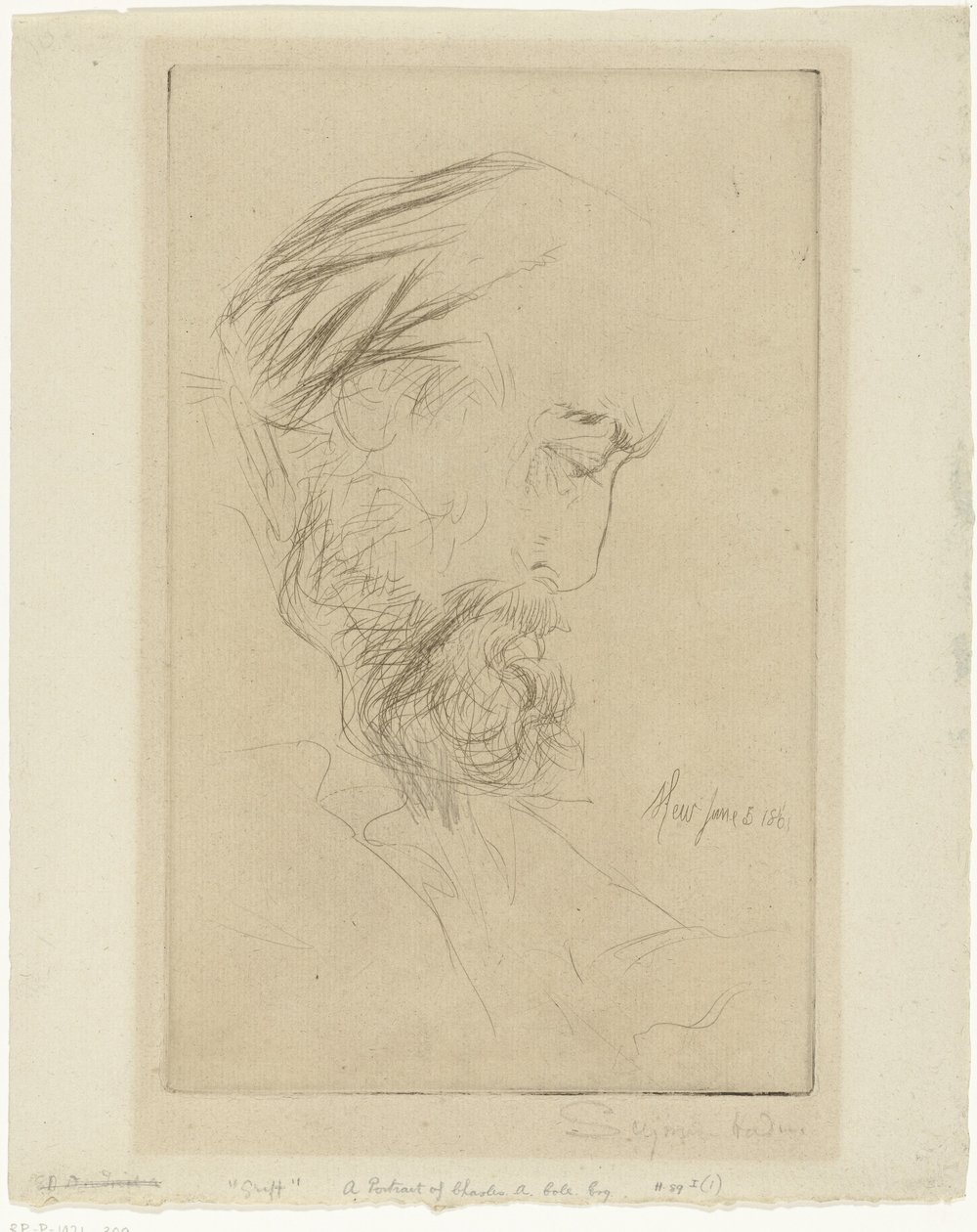 Porträt von Charles Cole von Francis Seymour Haden (Sir) (signed by artist)