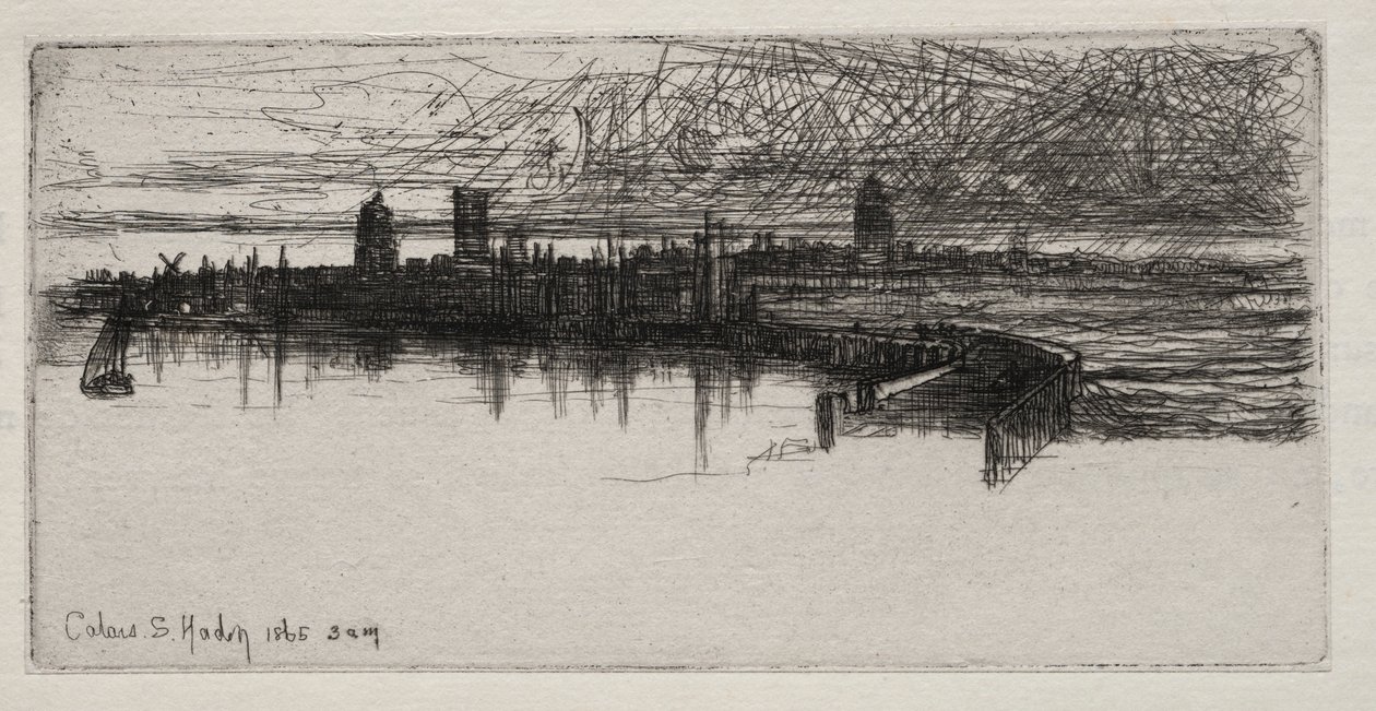 Kleine Calais-Mole, 3 Uhr morgens von Francis Seymour Haden