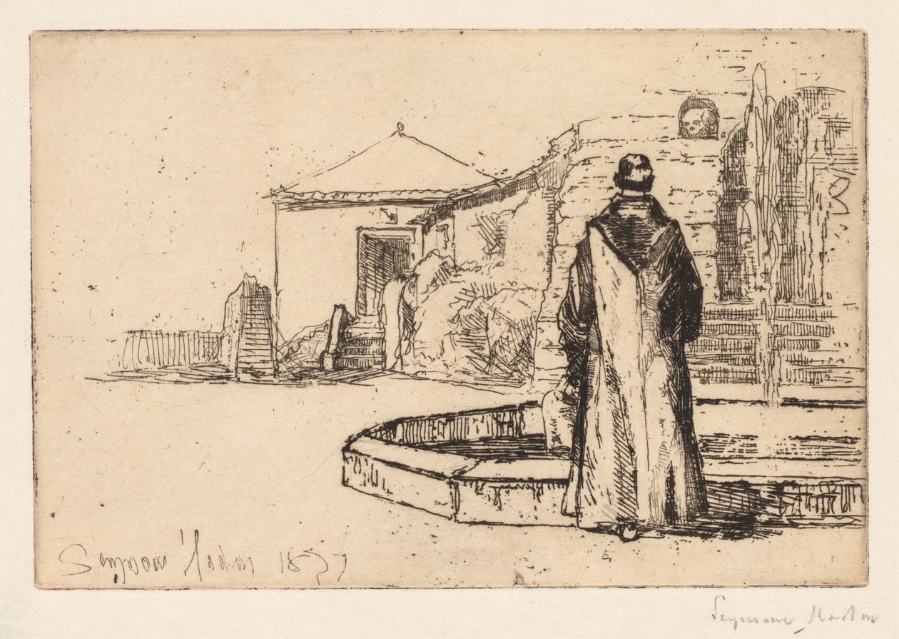 Mönch an einem Brunnen, 1877 von Francis Seymour Haden