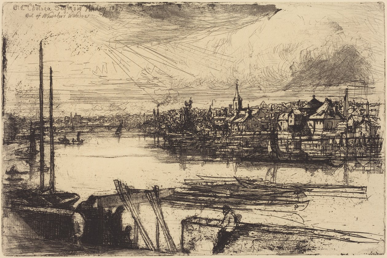 Das alte Chelsea, aus Whistlers Fenster (Battersea Reach) von Francis Seymour Haden