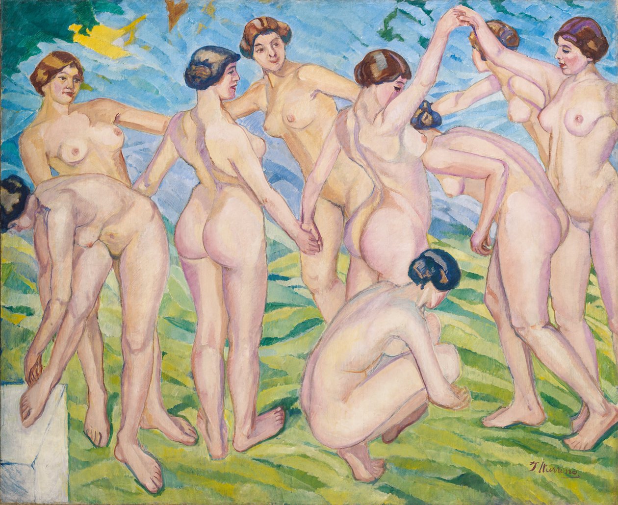Akt (Frauen tanzen im Kreis) von Francisco de Iturrino