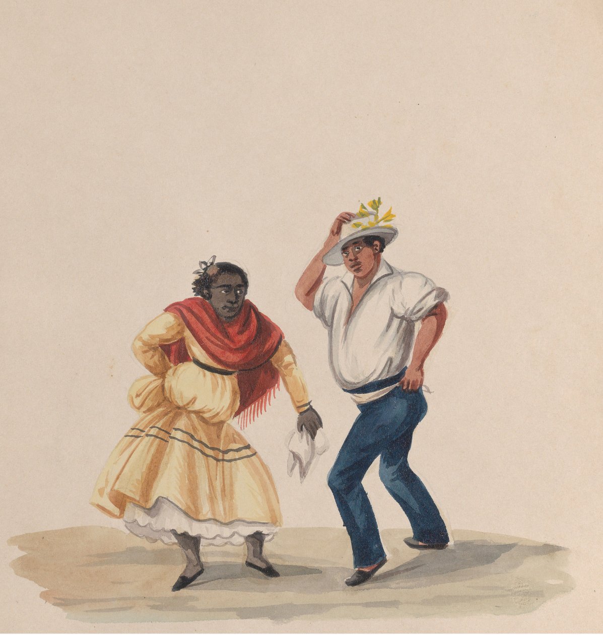 Ein Mann und eine Frau tanzen, aus einer Gruppe von Zeichnungen, die peruanische Kostüme darstellen von Francisco