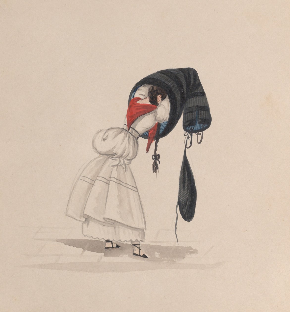 Eine Frau, die ihre Saya anzieht, von hinten gesehen, aus einer Gruppe von Zeichnungen darstellend..., ca. 1848 von Francisco