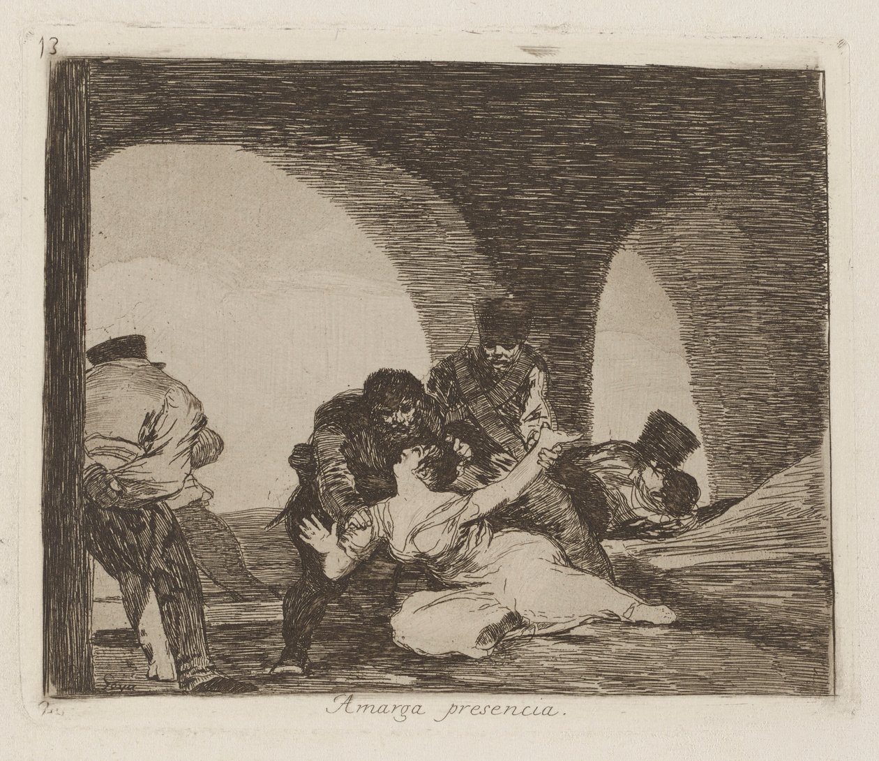 Bittere Anwesenheit, pl. 13 aus der Serie Die Schrecken des Krieges von Francisco de Goya