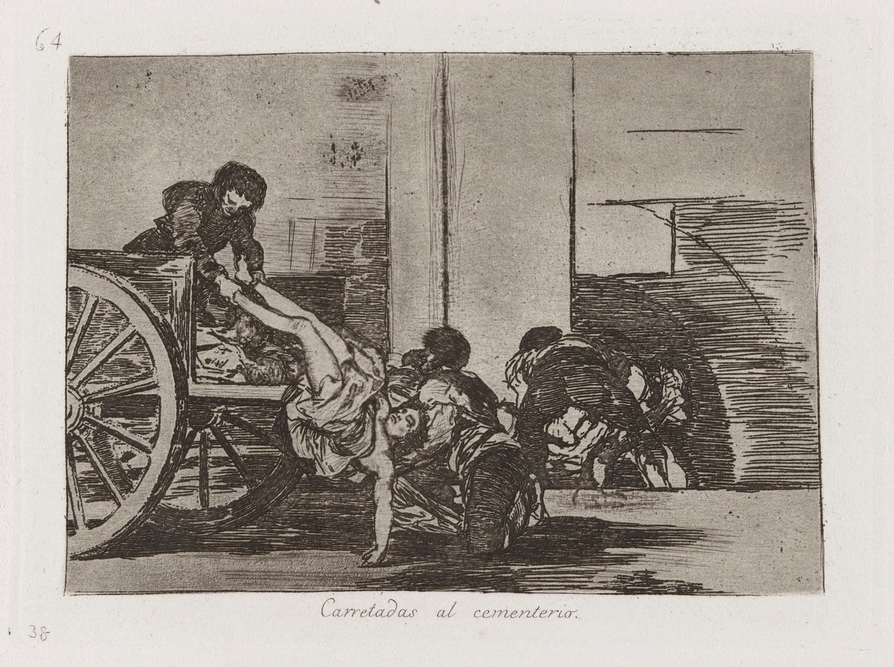 Carretadas al cementerio (Wagenladungen zum Friedhof), Platte 64 aus Los desastres de la guerra (Die Schrecken des Krieges) von Francisco de Goya