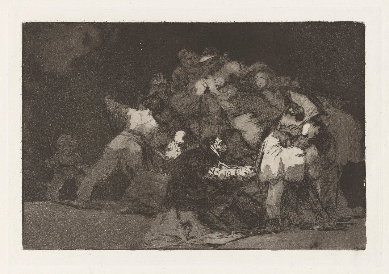 Allgemeine Torheit, auch bekannt als Die Krallen einer Katze und das Kleid eines Gläubigen, aus der Serie Los disparates (Die Sprichwörter) von Francisco de Goya