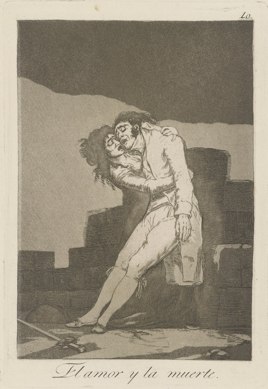 Die Liebe und der Tod, Platte 10 aus der Serie Los Caprichos von Francisco de Goya