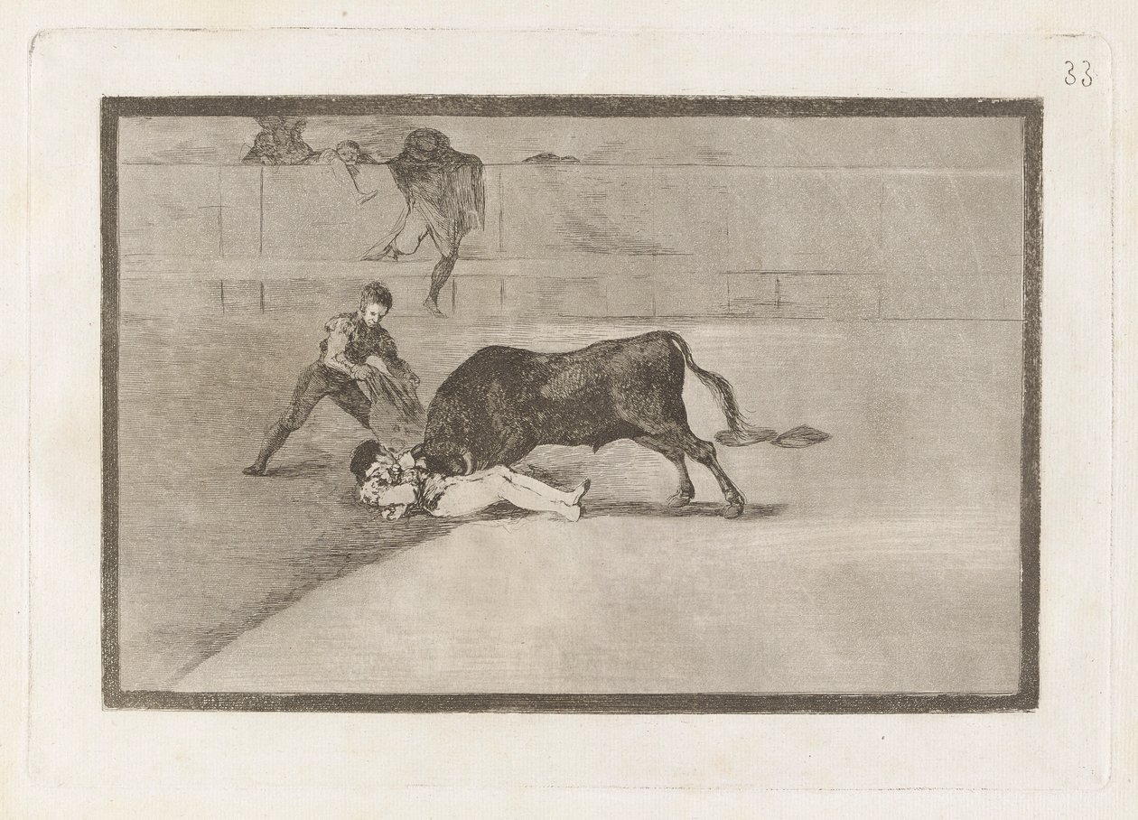 Der unglückliche Tod von Pepe Illo in der Arena von Madrid, Platte 33 aus La tauromaquia von Francisco de Goya
