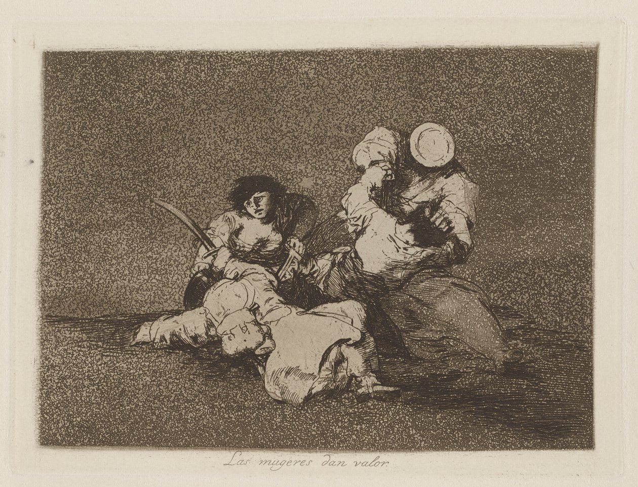 Die Frauen geben Mut, pl. 4 aus der Serie Die Schrecken des Krieges von Francisco de Goya