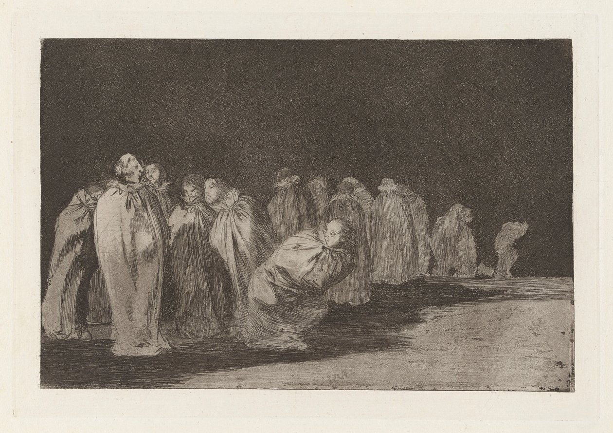 Die Männer in Säcken, auch bekannt als So el sayal, hay al, aus der Serie Los disparates von Francisco de Goya