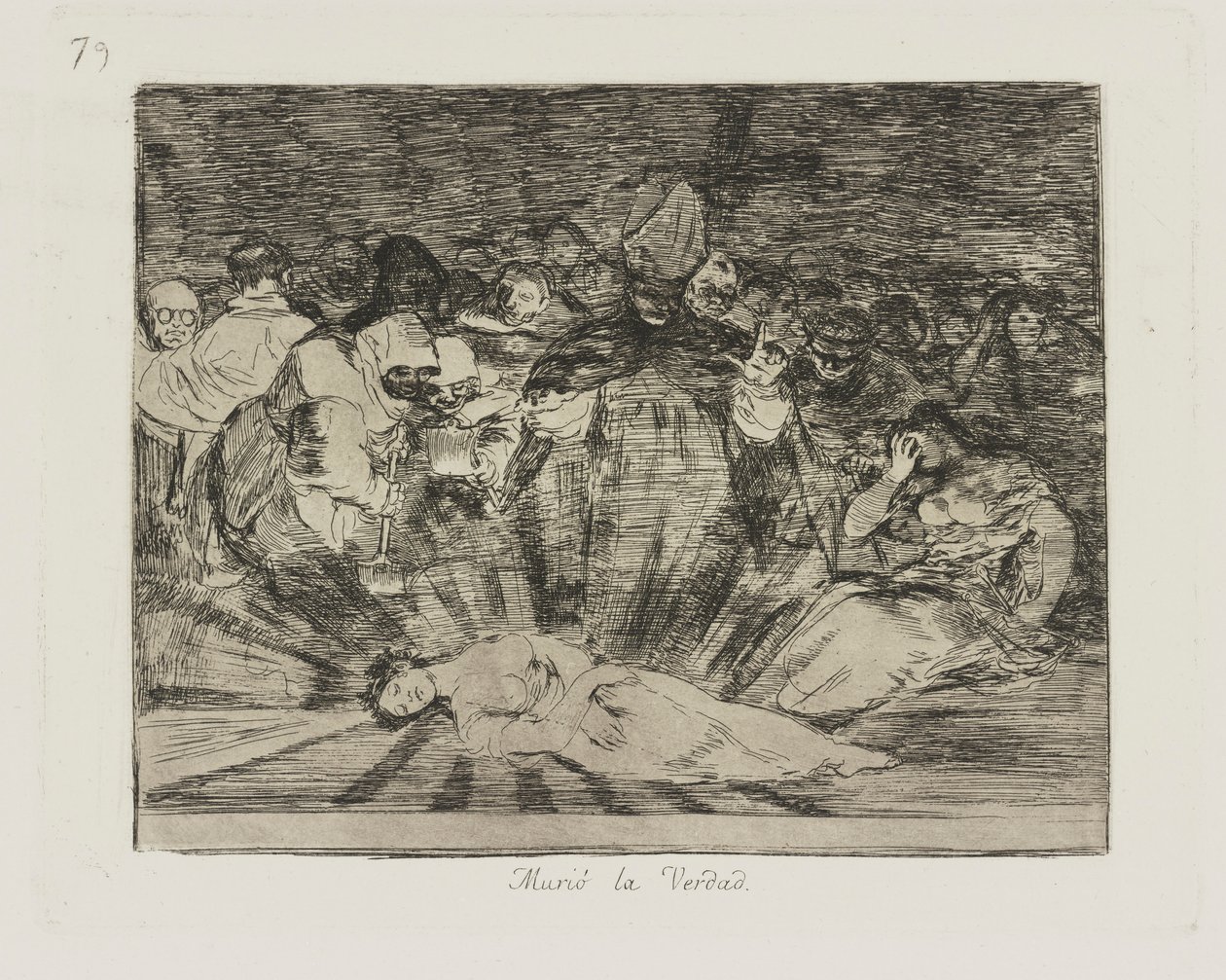 Die Wahrheit ist gestorben, Platte 79 aus der Serie Die Schrecken des Krieges von Francisco de Goya