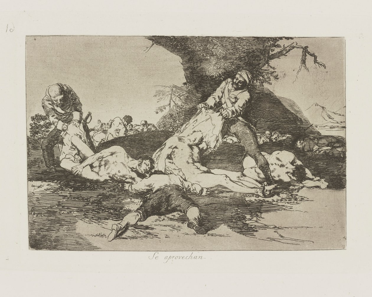 Se aprovechan. (Sie nutzen sie aus.), pl. 16 aus der Serie Los desastres de la guerra (Die Schrecken des Krieges) von Francisco de Goya