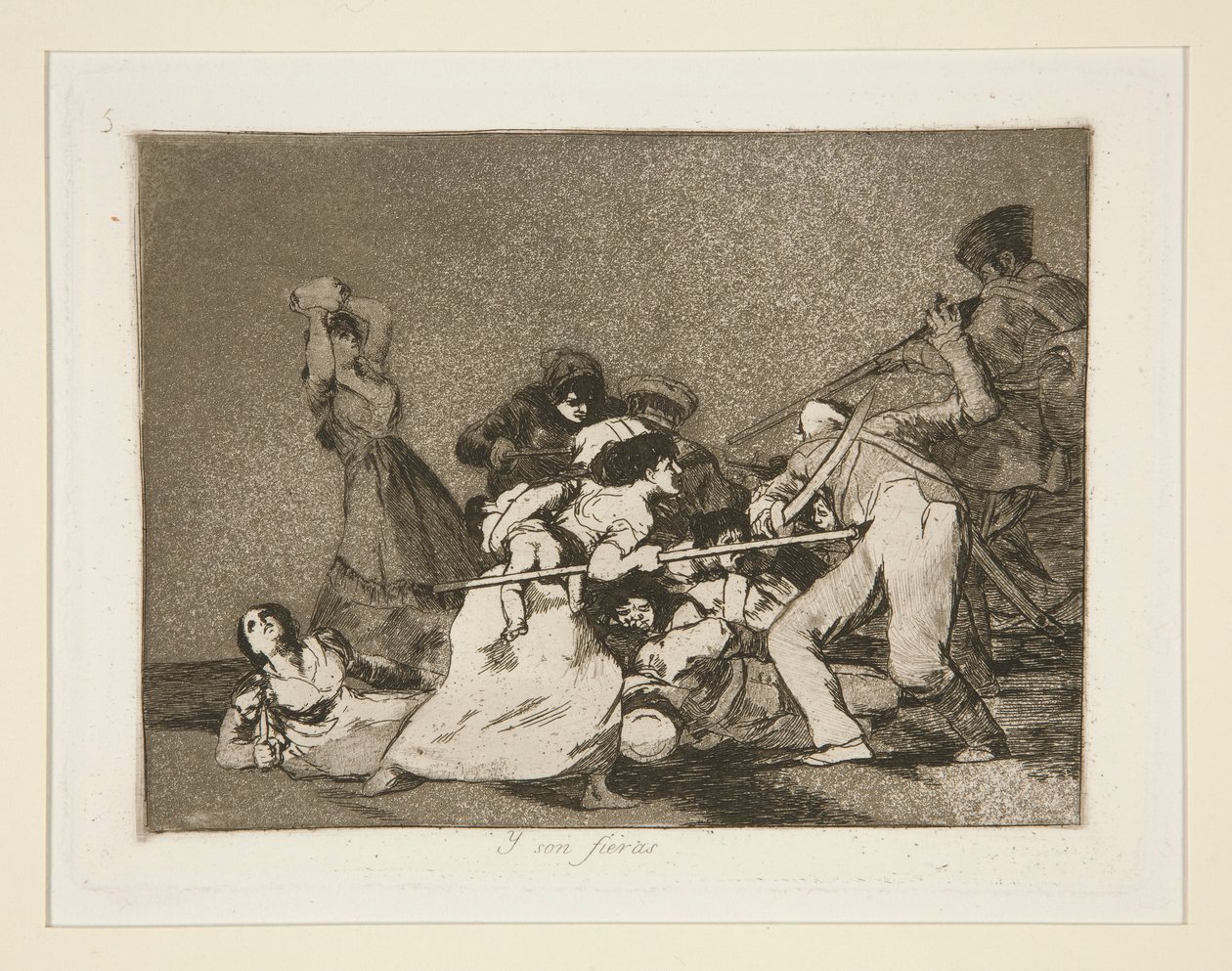 Und sie sind wie wilde Bestien, Platte 5 aus Los desastres de la guerra (Die Schrecken des Krieges) von Francisco de Goya