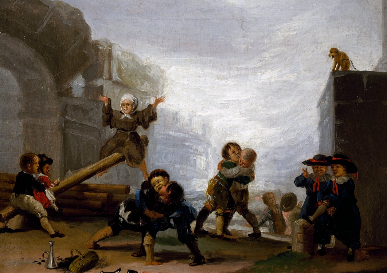 Kinder kämpfen und spielen auf einer Wippe von Francisco Jose de Goya y Lucientes
