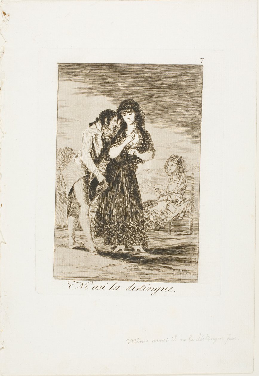 Selbst so kann er sie nicht erkennen, Platte sieben aus Los Caprichos von Francisco Jose de Goya y Lucientes