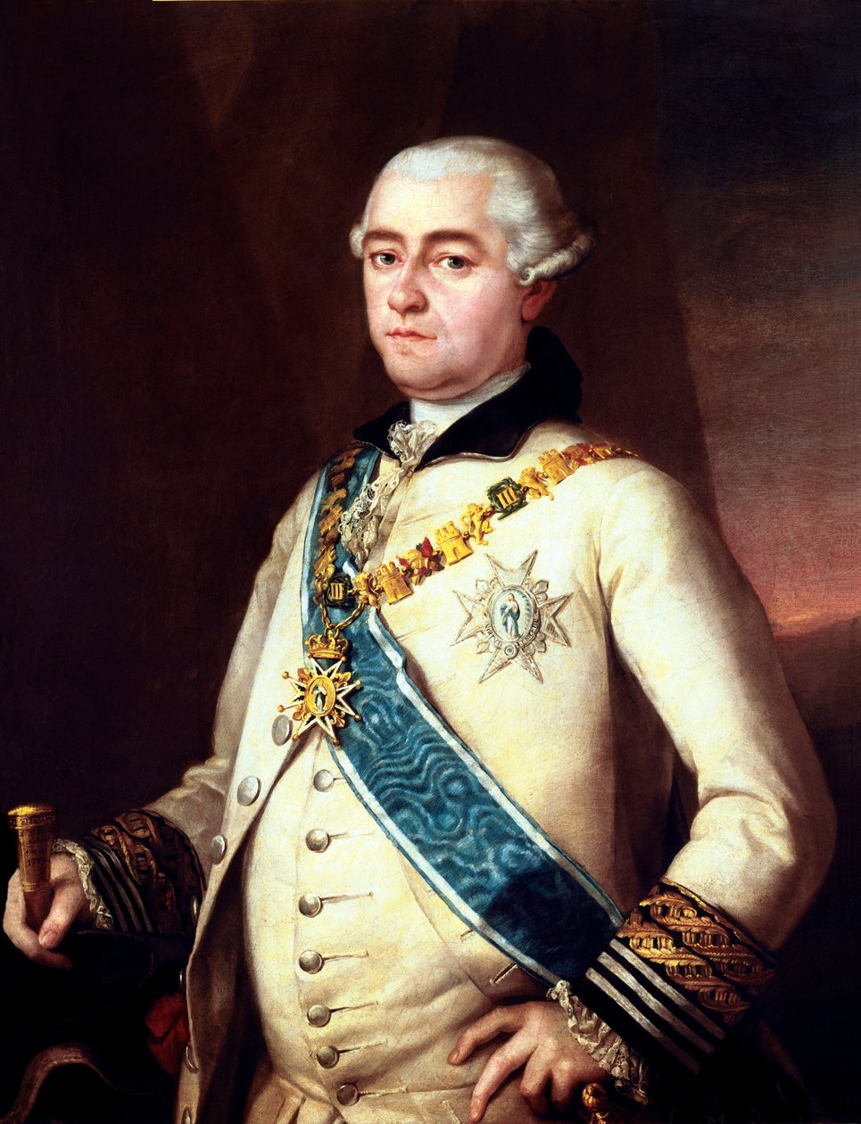 14. Graf von Miranda del Castañar und 10. Herzog von Peñaranda. Werk früher zugeschrieben, wie die Rahmeninschrift sagt, Francisco de Goya. von Francisco Jose de Goya y Lucientes