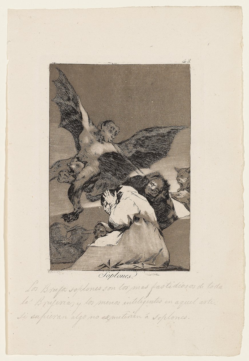 Soplones, Platte aus "Los Caprichos", 1799 von Francisco de Goya
