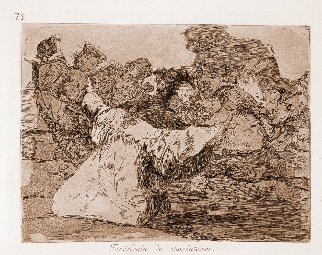 Die Schrecken des Krieges: Farandole der Scharlatane (Radierung nach der Vorzeichnung) von Francisco de Goya