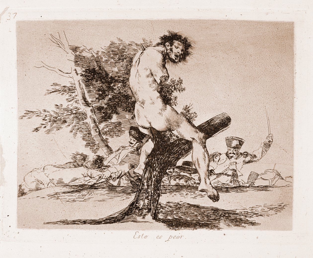 Die Schrecken des Krieges: Das ist schlimmer (Radierung nach der Vorzeichnung) von Francisco de Goya