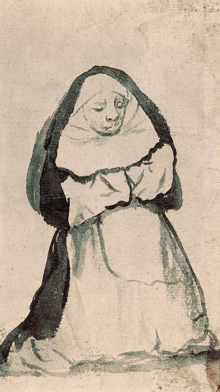 Eine kniende Nonne im Gebet, frühes 19. Jahrhundert von Francisco de Goya