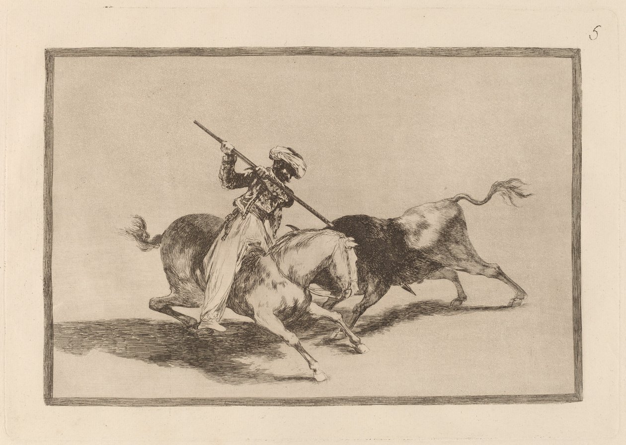 Der mutige Maure Gazul ist der erste, der Stiere nach den Regeln mit der Lanze bekämpft von Francisco de Goya