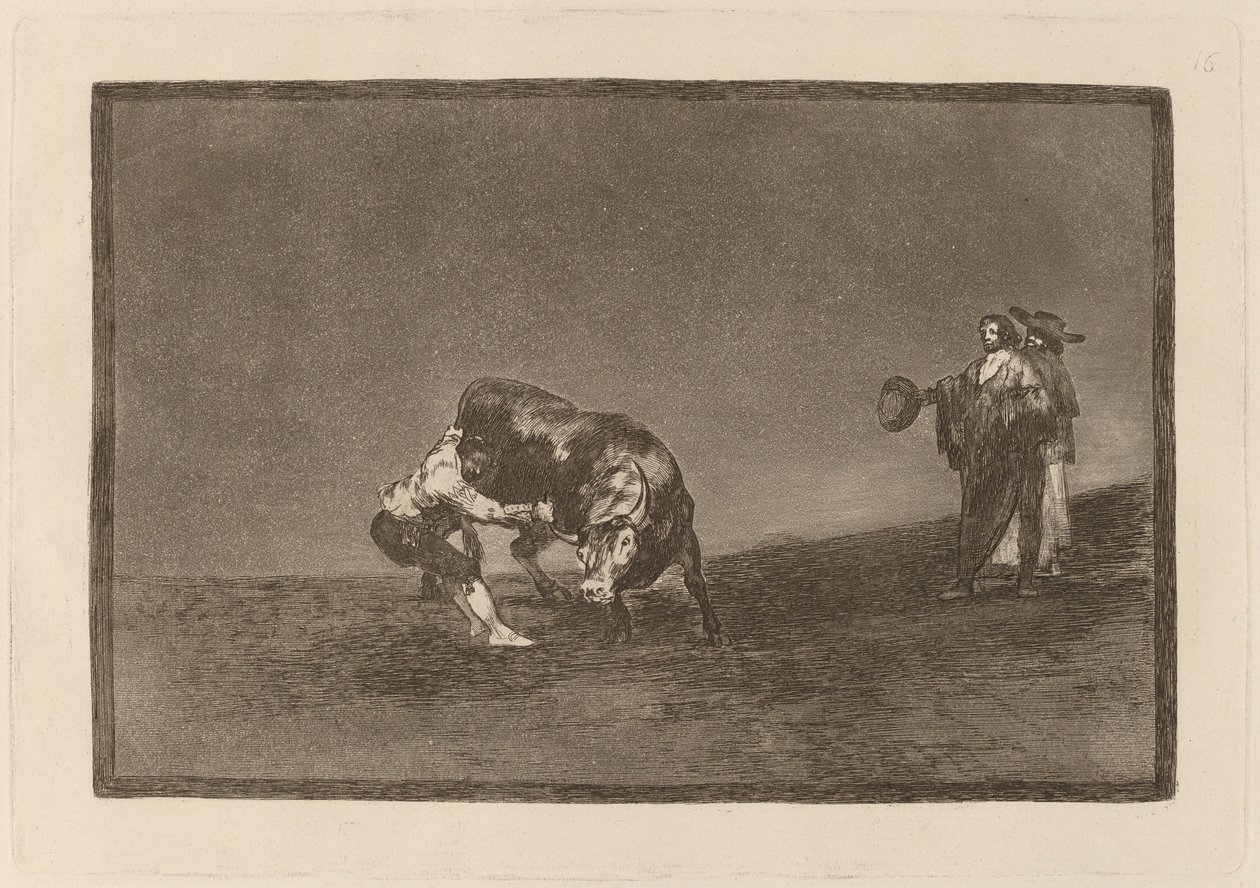 Der gleiche Mann wirft einen Stier in der Arena von Madrid von Francisco de Goya
