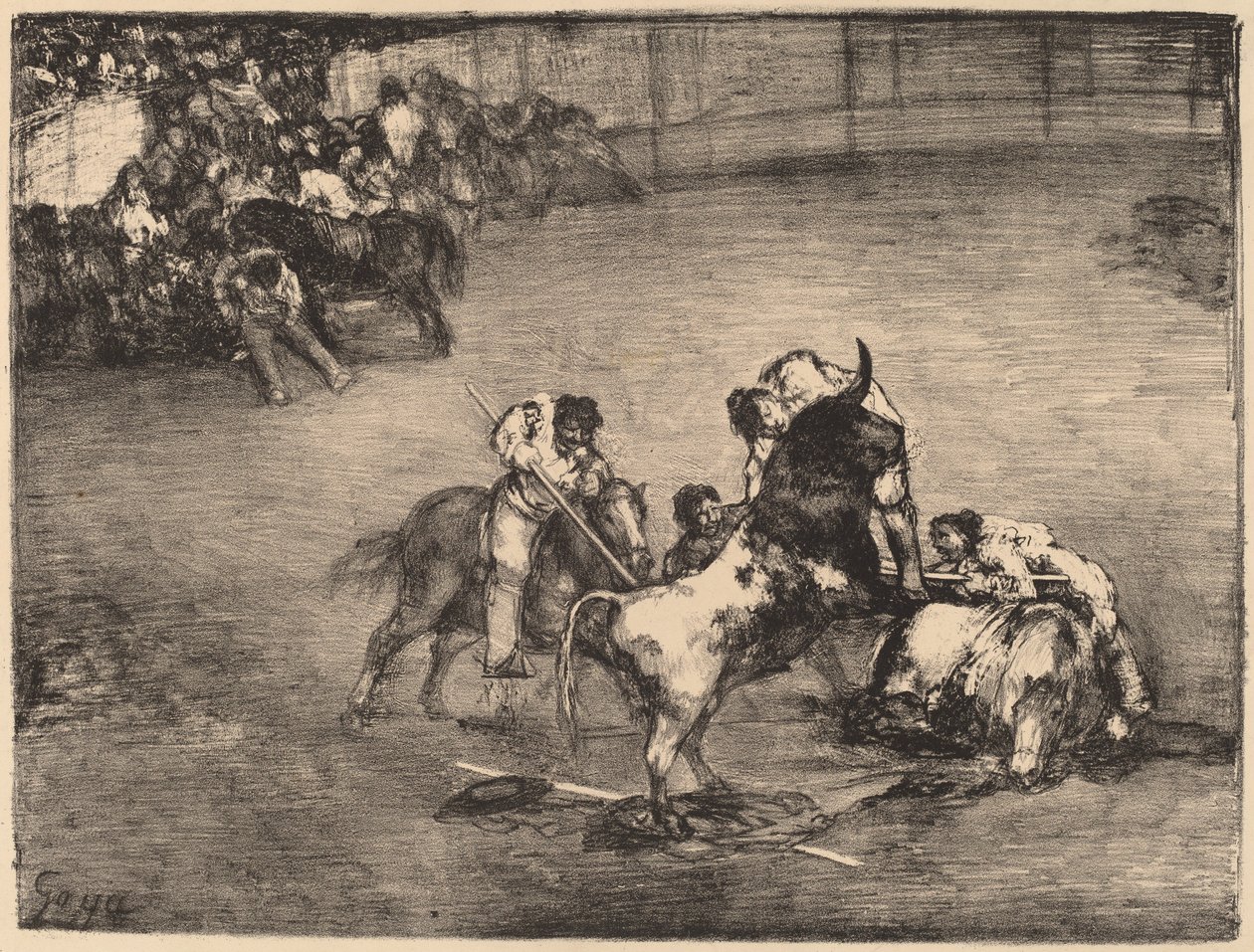 Picador von einem Stier erwischt von Francisco de Goya