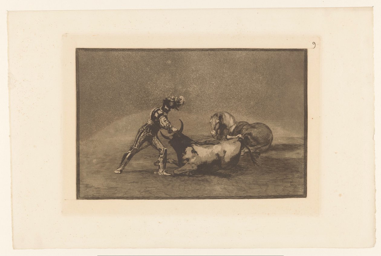 Spanischer Ritter tötet einen Stier von Francisco de Goya