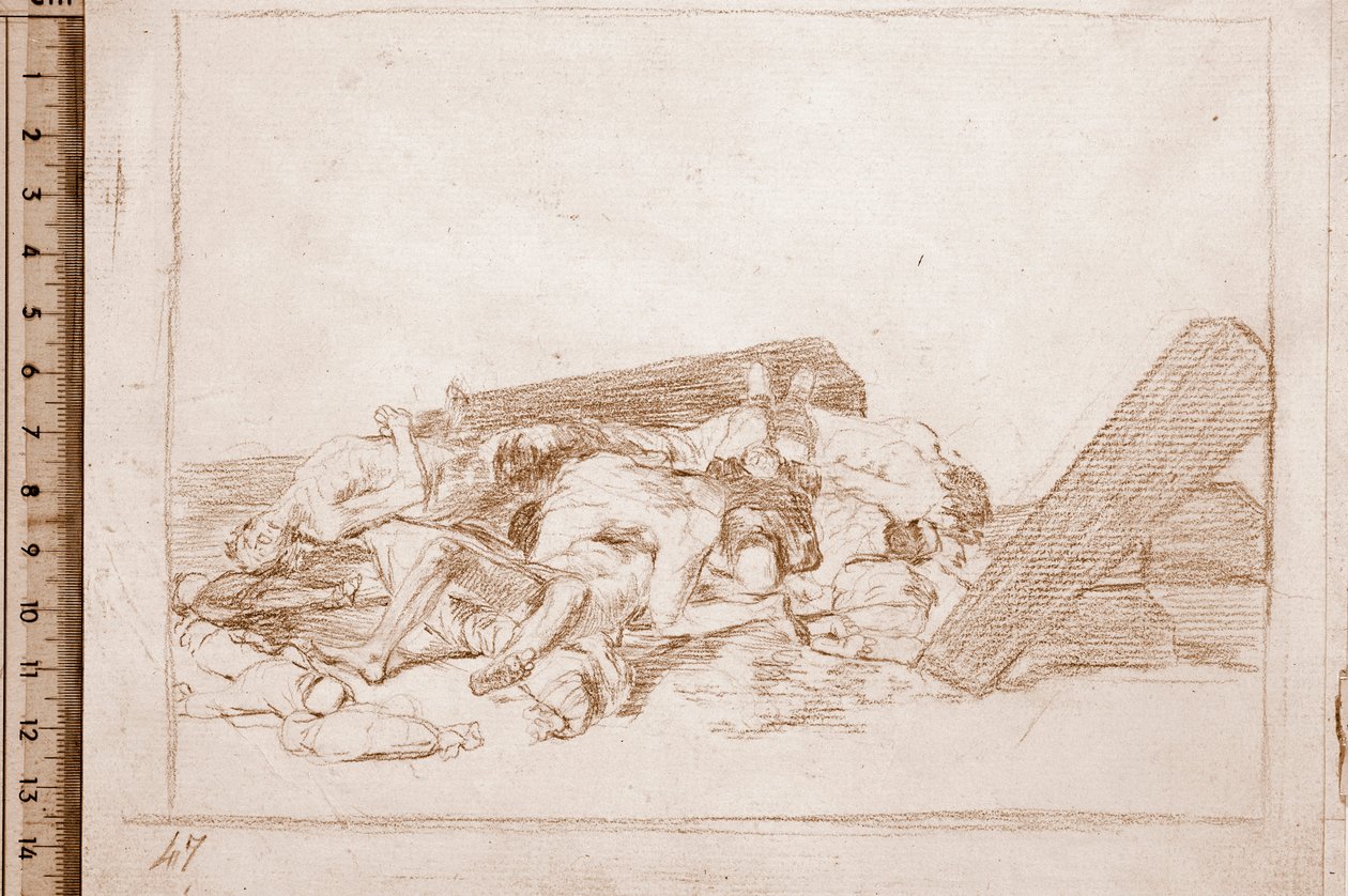 Die Schrecken des Krieges: Mumps der Toten (Vorzeichnung) von Francisco de Goya