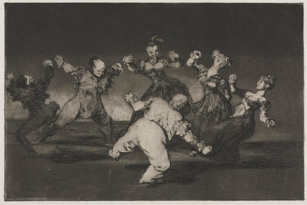 Die Sprichwörter: Wenn Marion tanzen will, muss sie die Konsequenzen tragen von Francisco de Goya