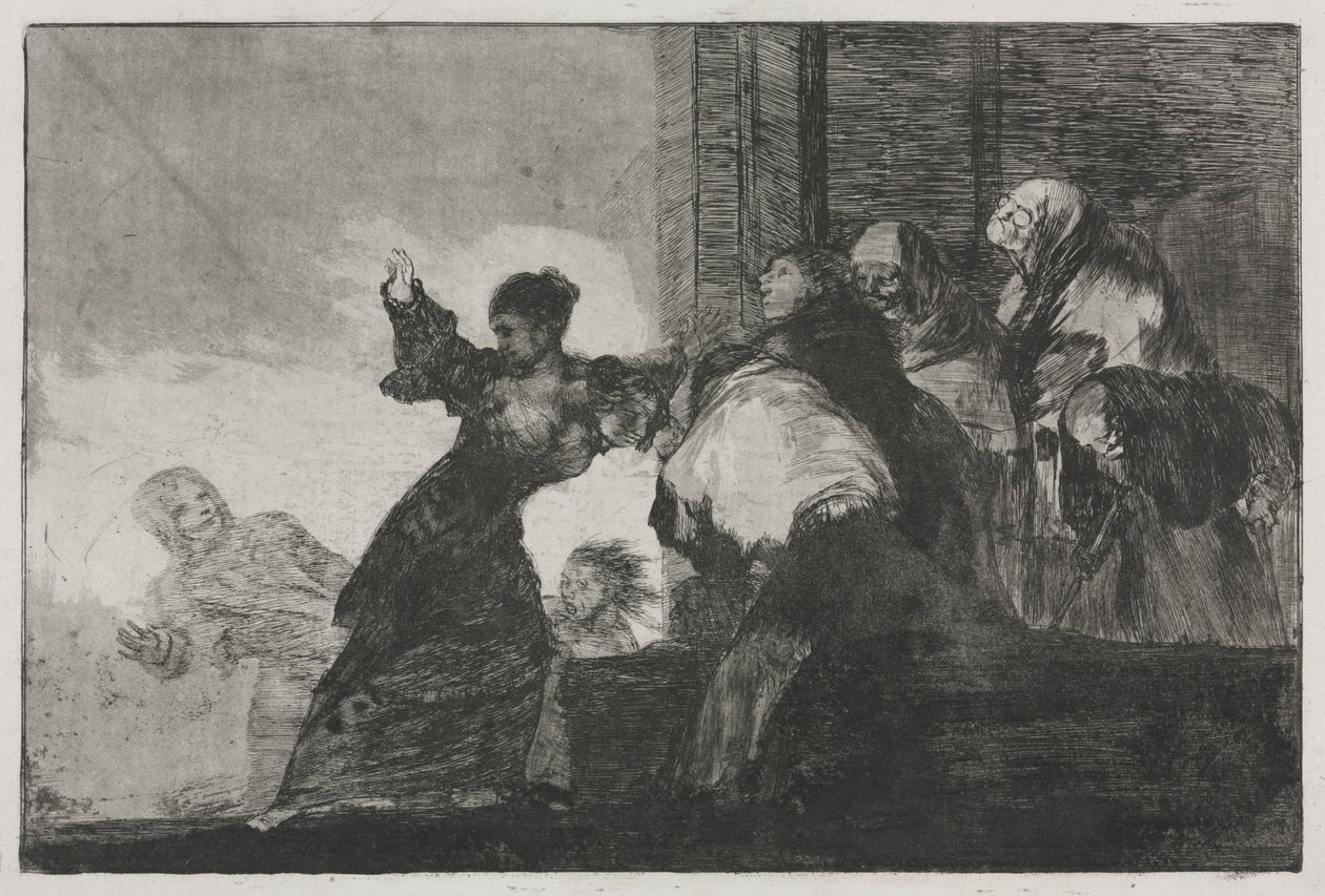 Die Sprichwörter: Zwei Köpfe sind besser als einer oder Arme Torheit, 1816-1823 gedruckt um 1863 von Francisco de Goya