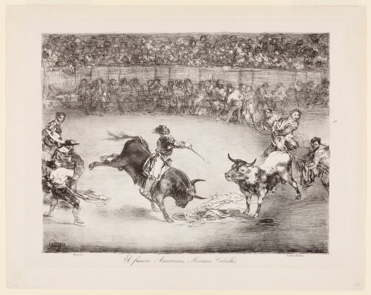 Der berühmte Amerikaner Mariano Ceballos. Die Stiere von Bordeaux von Francisco de Goya
