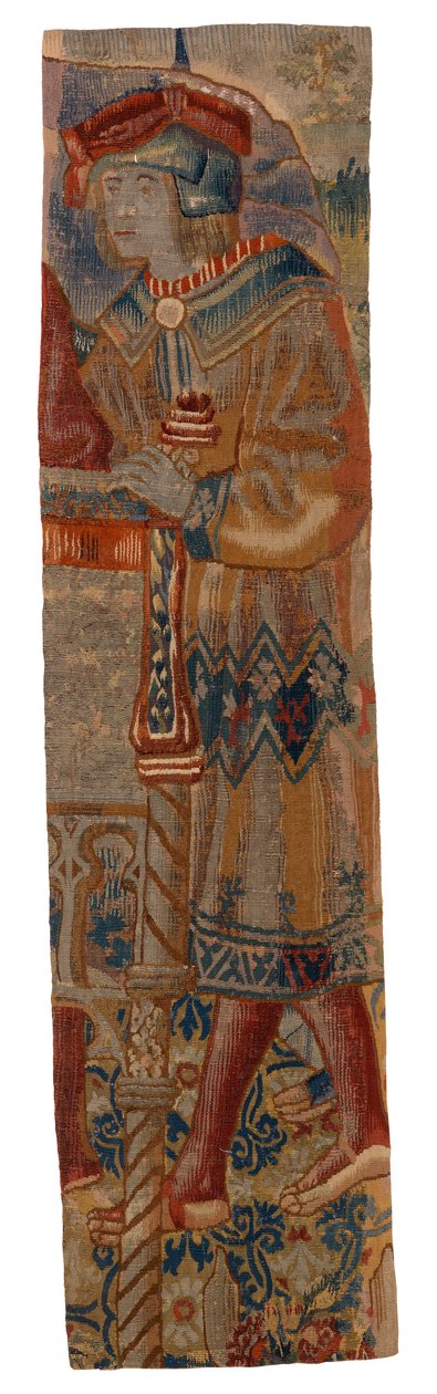 Schmaler Wandteppichstreifen mit der Figur eines Jugendlichen, frühes 16. Jahrhundert von Franco Flemish School
