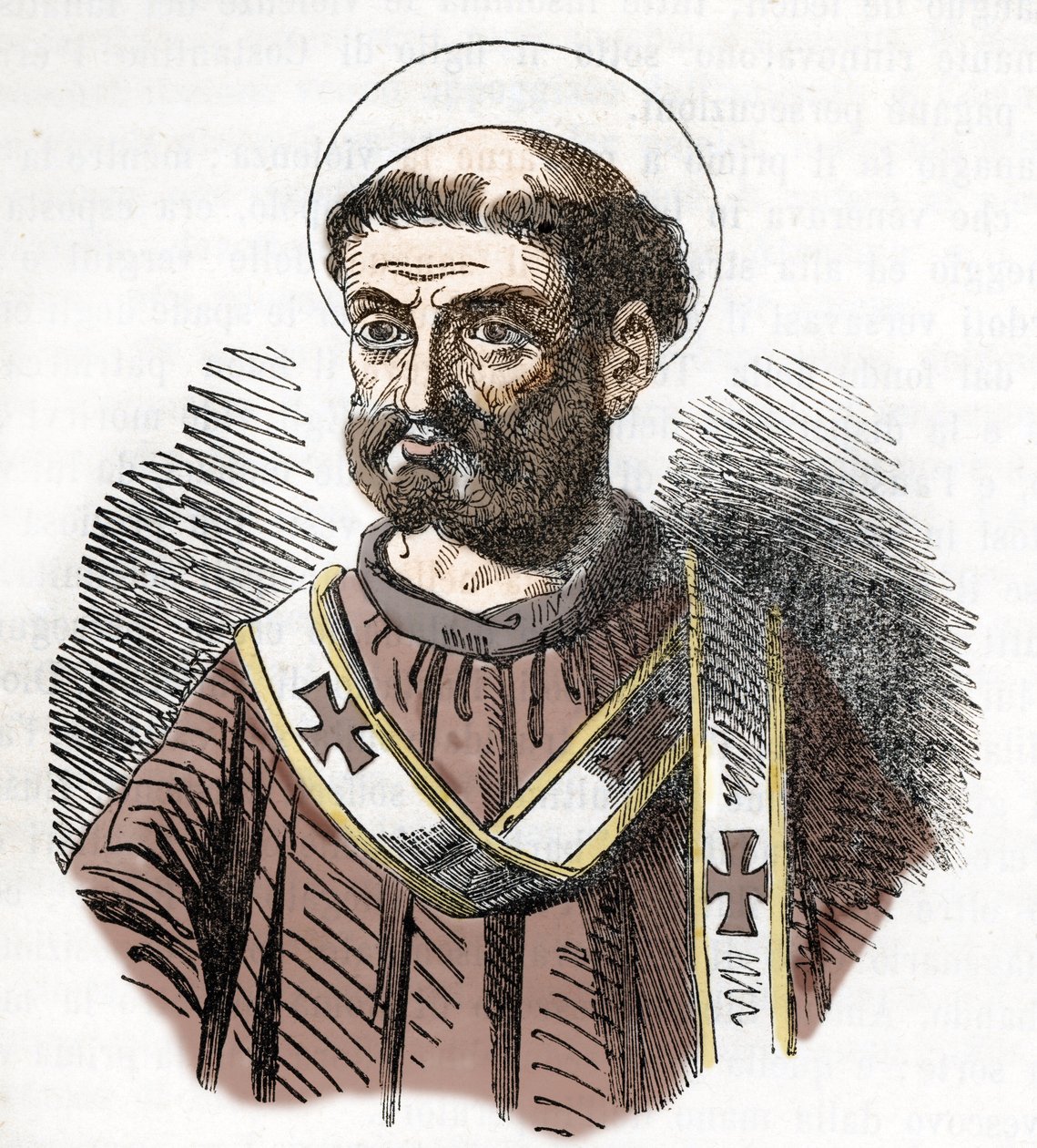 Porträt von Papst Liberius (352-366) Gravur aus „I misteri del vaticano“ von Franco Mistrali 1843 von Franco Mistrali