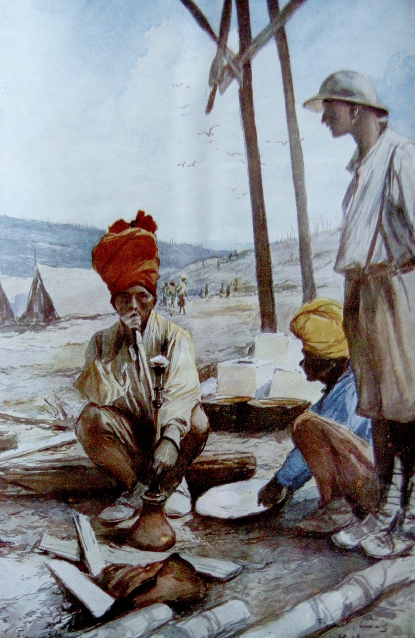 Indische Kavalleristen bei der Rast, 1917 von Francois Flameng