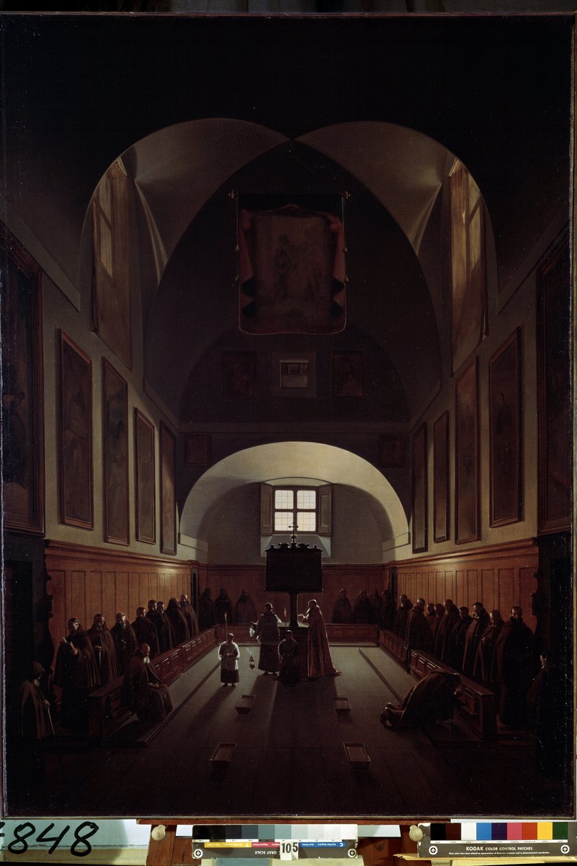Innenansicht des Chors der Kapuzinerkirche Santa Maria della Concezione an der Piazza Barberini in Rom von Francois Marius Granet