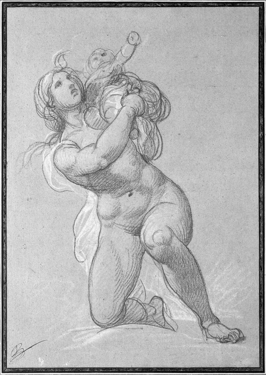 Kniende nackte Frau, die ein Kind hält, ca. 1781 von François André Vincent