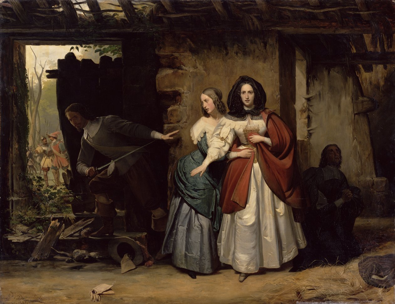 Die Flucht von Henrietta-Maria von Frankreich, Königin von England im Jahr 1638, 1835 von Francois Augustin Desmoulins
