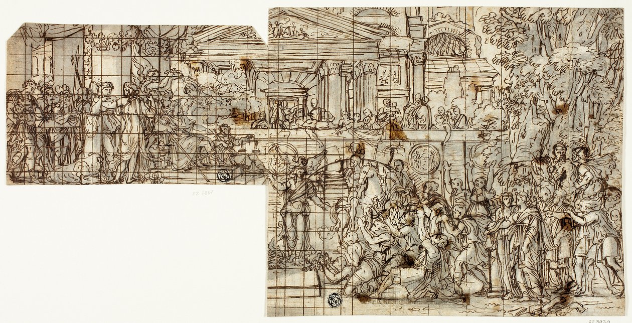 Mythologische Szene: Triumph des Alexander (recto) von Francois Chauveau