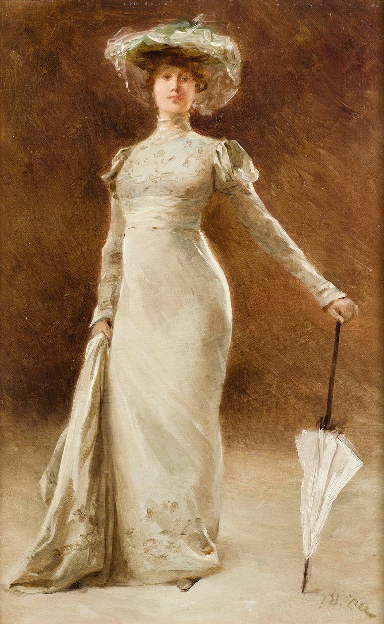 Frau im Empire-Kostüm, ca. 1905 von Francois Edouard Zier