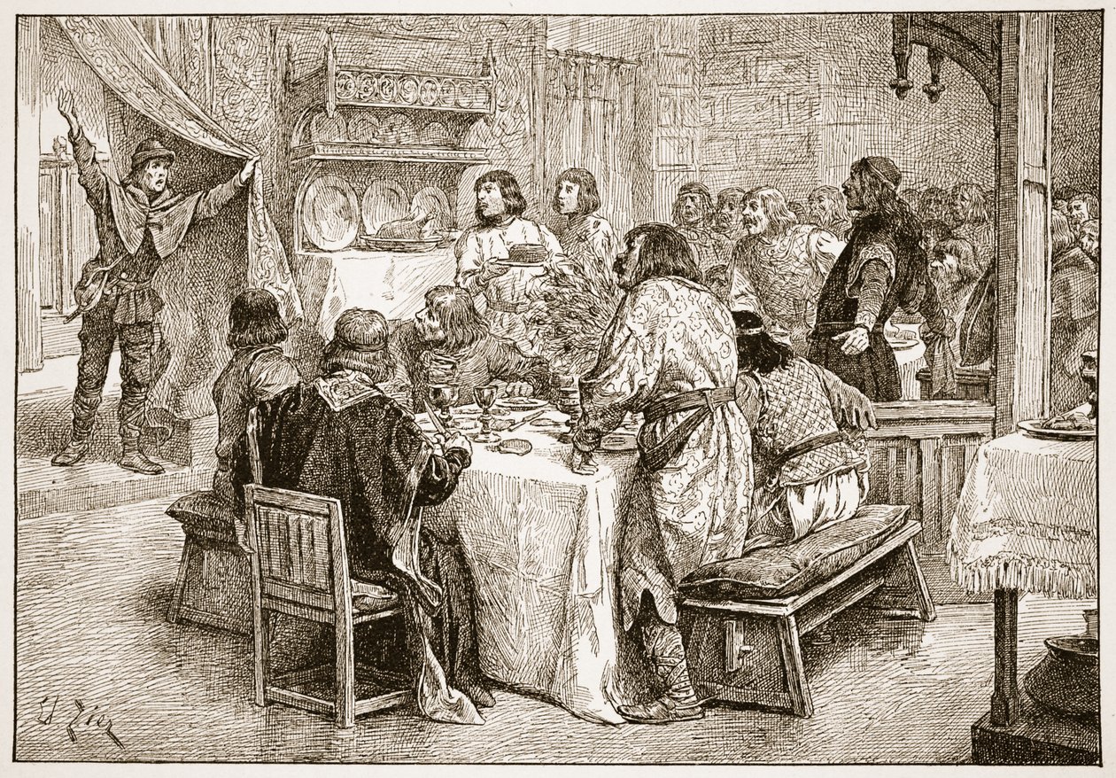 Der Bote bringt Harold die Nachricht von der Landung von William, Illustration aus 