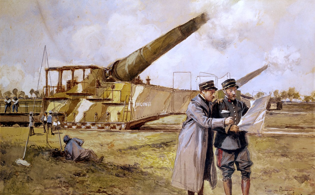 Schwere Artillerie auf der Eisenbahn, Oktober 1916 von Francois Flameng