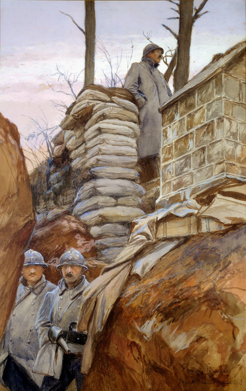 Der Aussichtspunkt von Mont Renault (April 1918) von Francois Flameng