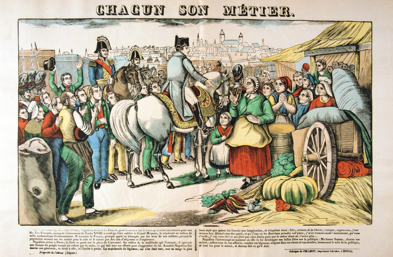 Napoleons Rückkehr nach Paris von der Insel Elba, 1815, um 1835 von Francois Georgin