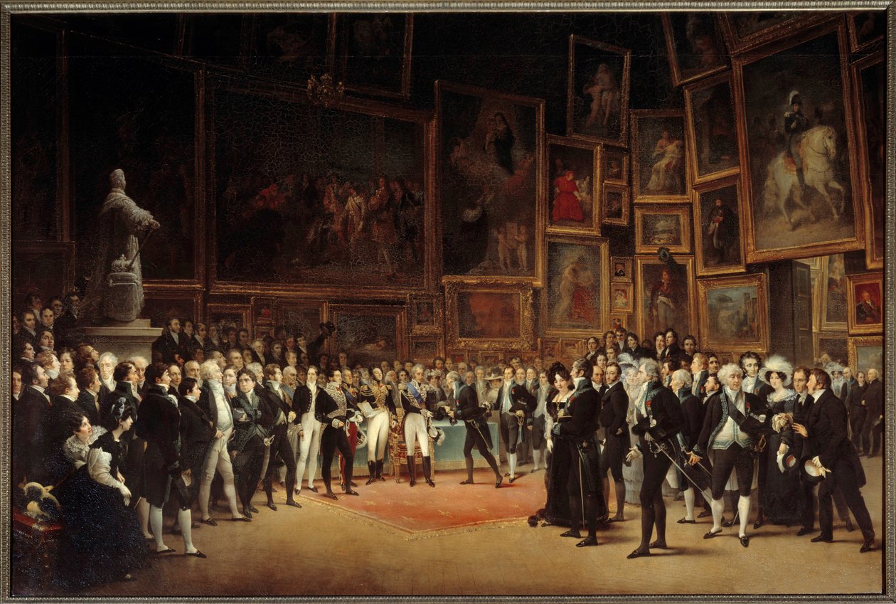 König Karl X. (1757-1836) verteilt Auszeichnungen an Künstler nach der Ausstellung von 1824. Gemälde von François Joseph Heim (1787-1865) 1827 von François Joseph Heim