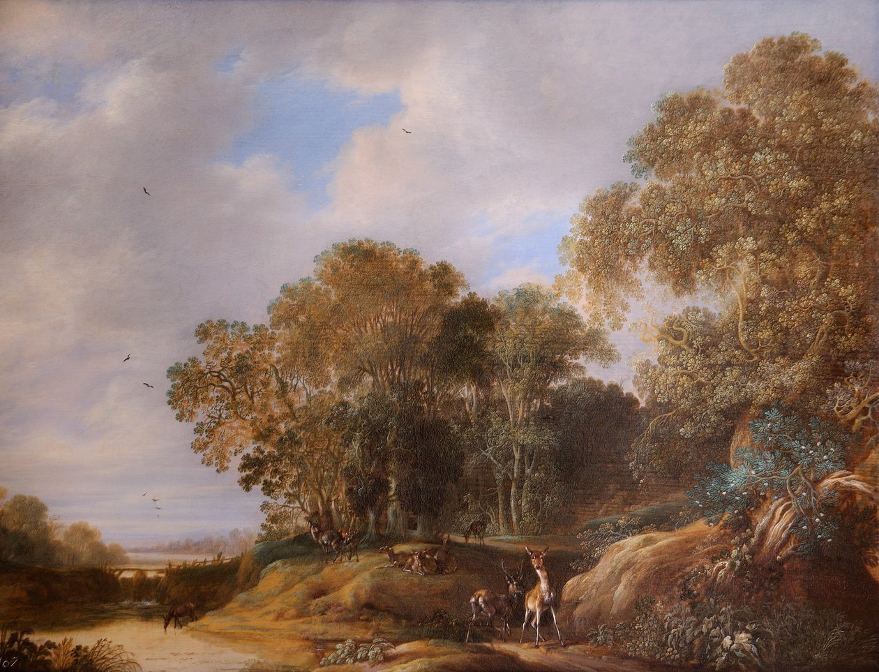 Landschaft mit Hirschen von Francois Knibbergen