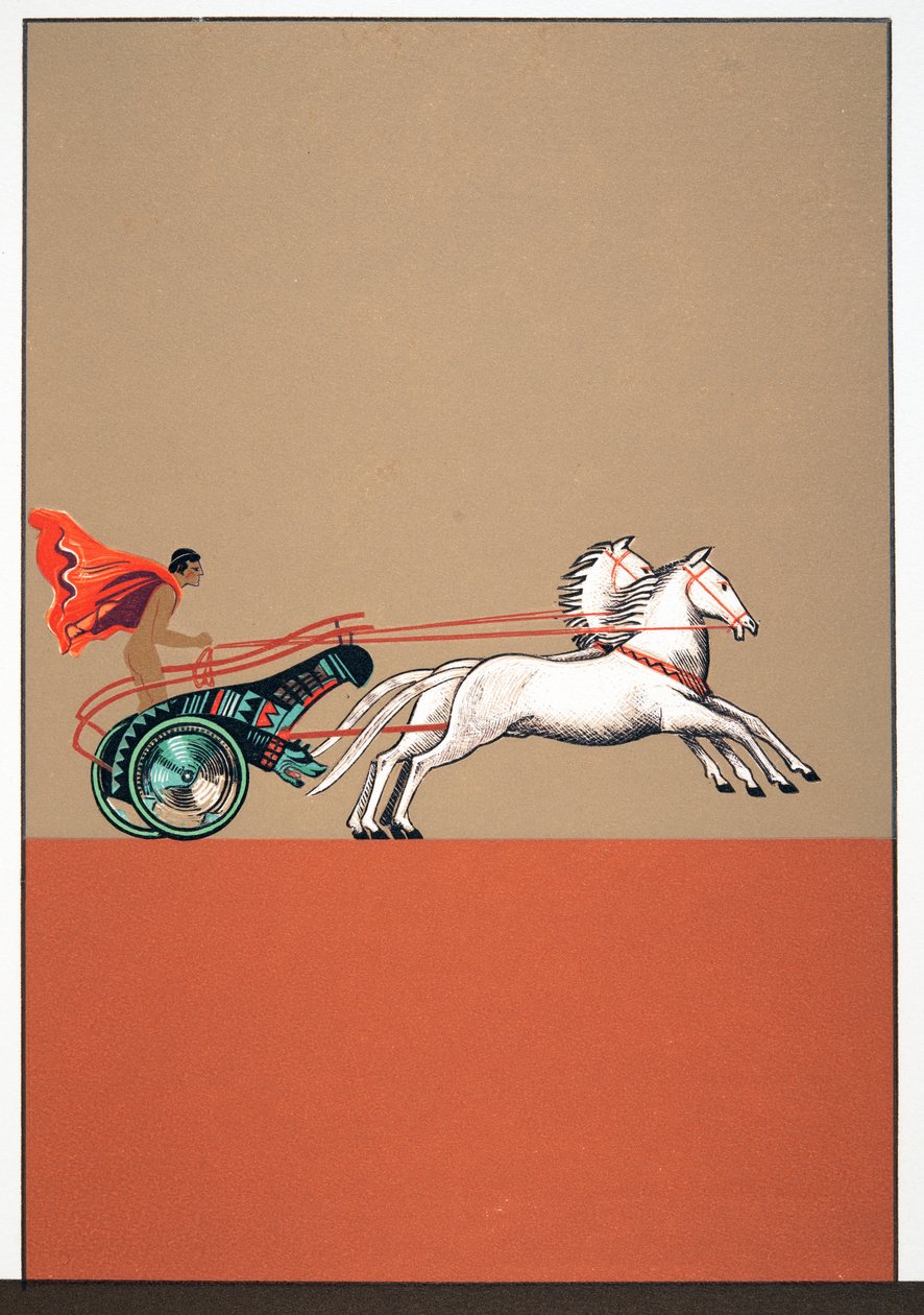Mann und Streitwagen, Illustration aus Prométhée Enchaîné von Aischylos, veröffentlicht 1941 von Francois Louis Schmied