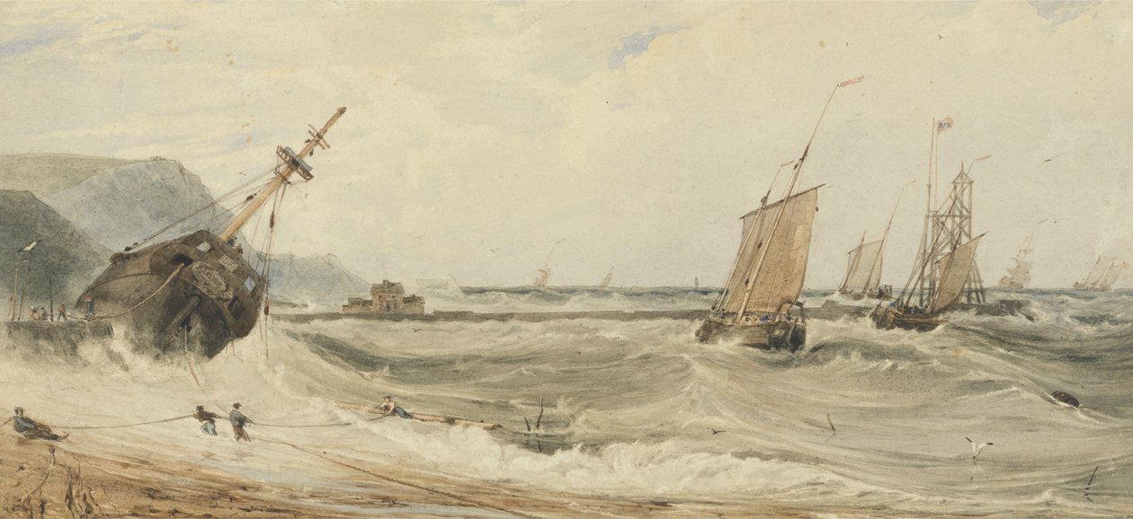 Hafen von Boulogne von Francois Louis Thomas Francia