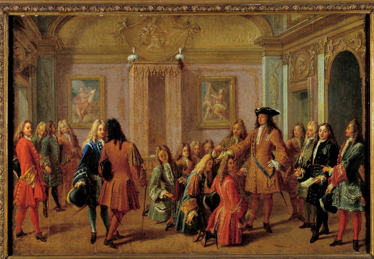 Erste Beförderung der Ritter des Ordens von Saint-Louis durch Ludwig XIV. in Versailles am 8. Mai 1693 von Francois Marot