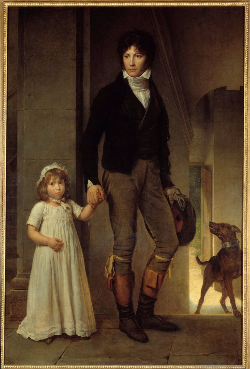 Ganzkörperporträt des Malers Jean Baptiste Isabey und seiner Tochter. Gemälde von Francois Gerard von Baron François Pascal Simon Gérard